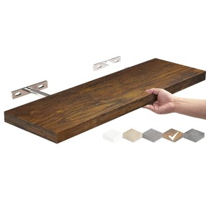 <b>Wall</b> <b>Mounted</b> Wooden <b>Shelf</b> Rectangle 1 Layer Multifunction Storage Rack For Living Room Bedroom - Product Image 1