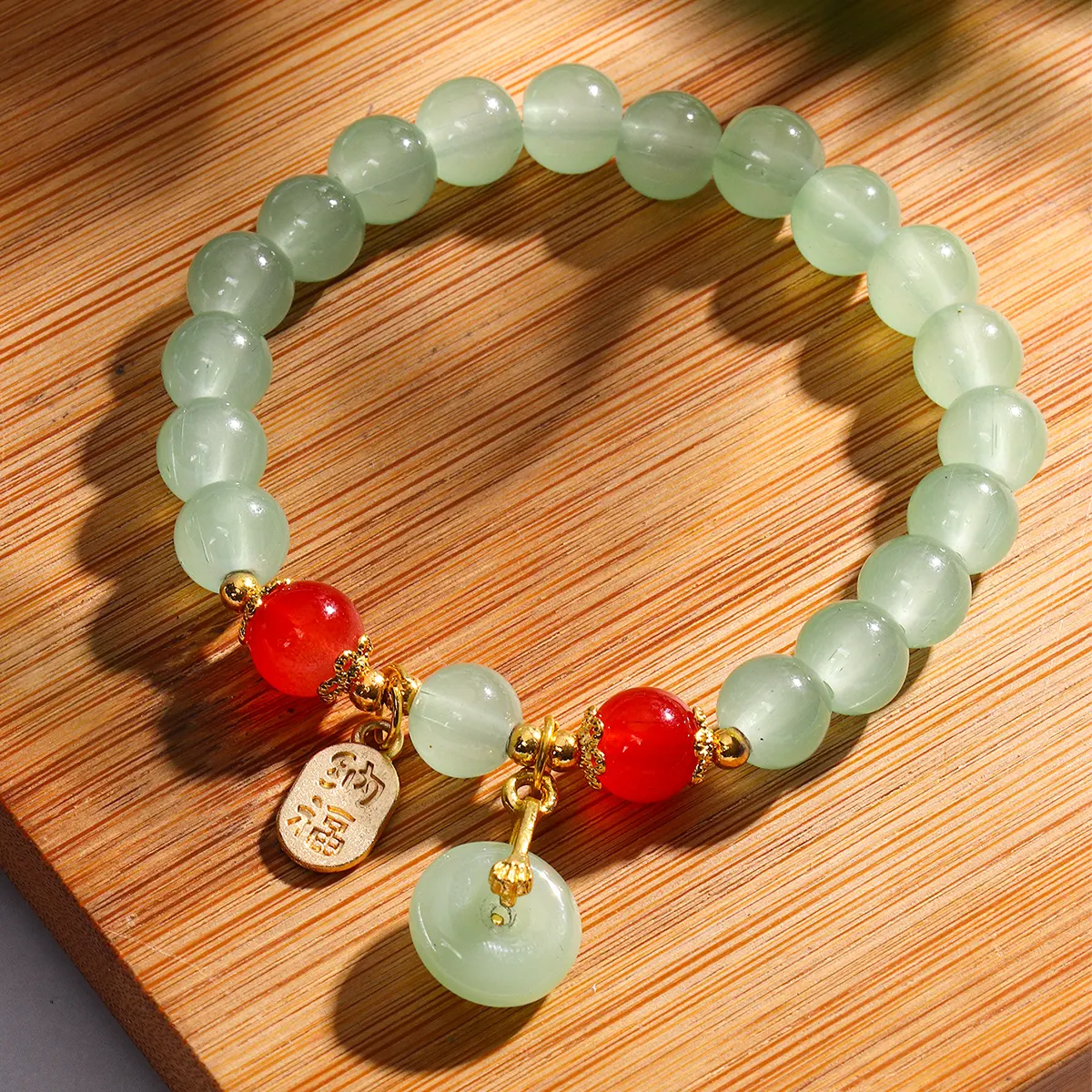 Лидер продаж, китайский традиционный зеленый браслет из натурального камня, счастливый богатый браслет для женщин и мужчин, подарок