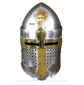 Ornement de casque décoratif artisanal en argent et plaqué or de grande taille pour la décoration de la maison, la décoration de bureau, les événements de la Renaissance - Product Image 6