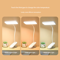 Lampe de bureau à pince LED moderne, lampe de bureau à 3 températures de couleur, lampe de lecture à pince LED, commande tactile, veilleuse rechargeable