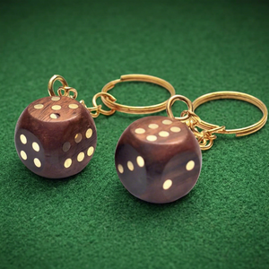 Handmade Eco-Friendly Wooden Carabiner Dice Keychain Natural Wood Gaming <b>Vintage</b> Rustic Lucky Charming <b>Key</b> Ring - Product Image 6