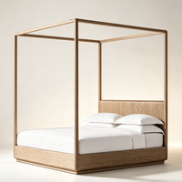 Lit à baldaquin personnalisable en bois massif naturel, style de luxe, écologique, pour opérateurs de villas et de manoirs