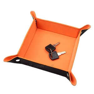 2022 Wholesale Large Collapsable Leather Valet Tray Unfolds Flat Catchall Storage Trays Tray jewelry Key Coin Change Phone