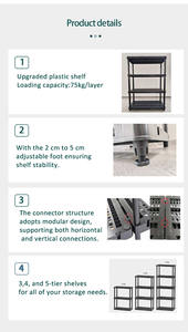 3 <span class=keywords><strong>4</strong></span> 5 שכבה כבדה של פלסטיק מדפים יחידת מדפים פלסטיק עבור ארגון חיצוני מקורה - Product Image 4