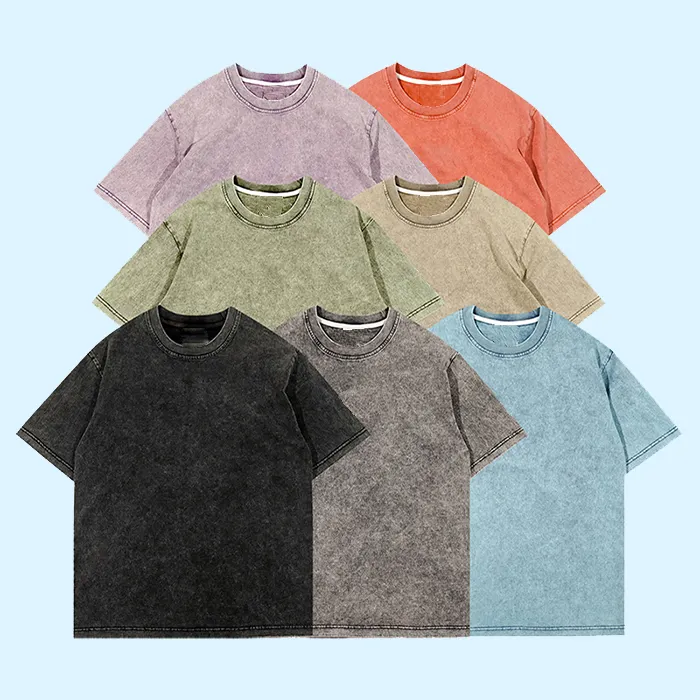 Mới nhất nhà thiết kế quá khổ T-Shirt Nửa tay áo cổ điển axit rửa trống T-Shirt nặng 100% cotton người đàn ông T-Shirts