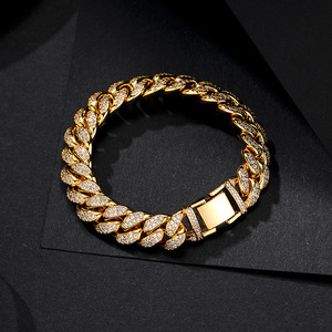 สร้อยข้อมือฮิปฮอปสีทอง18K สุดหรูประดับคริสตัลแนวคิวบาสร้อยข้อเท้าข้อเท้าข้อเท้าสำหรับผู้หญิงพลอยเทียม - Product Image 6