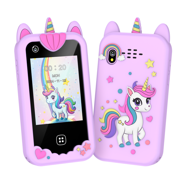 XA35 Kids Smartphone Star Unicorn and Balloon Dinosaur Smartphone Dual Camera 17 Puzzle Games Birthday Gifts for Kids