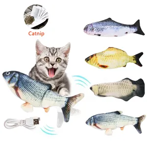 Wholesale customization Fish Shape Cat Toy Electric USB Charging Simulation Fish Toys Funny Cat Chewing Playing Supplies
