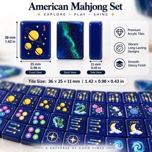 <span class=keywords><strong>Jeu</strong></span> de Mahjong américain <span class=keywords><strong>en</strong></span> acrylique de qualité supérieure, design ciel étoilé et galaxie, tuiles colorées de 36 mm, <span class=keywords><strong>jeu</strong></span> d'intérieur, idéal pour les anniversaires - Product Image 5