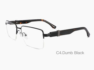 Occhiali da vista da uomo con montatura in metallo semi-rimless, anti-luce blu, design rettangolare. - Product Image 5