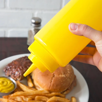 Bouteille distributrice de sauce chili et ketchup en plastique de qualité alimentaire de 16 oz avec logo personnalisé, classique, FIFO, pour cuisine et fête