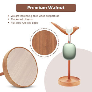 Support multifonctionnel en bois pour écouteurs de bureau Support pour casque de jeu pour <span class=keywords><strong>AirPods</strong></span> MAX Sony Support d'affichage pour casque d'écoute - Product Image 4