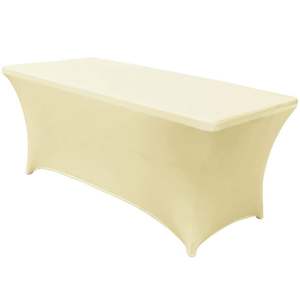 Nappes rectangulaires en polyester noir avec impression de logo personnalisée, nappe extensible de couverture de table de 6 pieds pour banquet de mariage - Product Image 1