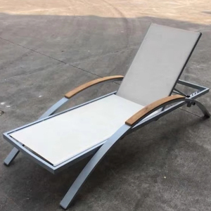 Gấp tắm nắng ghế có thể điều chỉnh đồ nội thất sân vườn Sun ghế gỗ tếch lưới nhôm ngoài trời Chaise ghế - Product Image 2