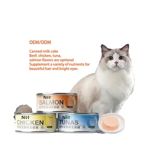 OEM & ODM makanan kucing kalengan rasa ayam Tuna makanan kucing makanan hewan peliharaan grosir makanan kucing basah