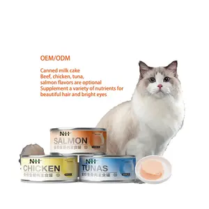 Nourriture en conserve pour chat saveur thon poulet OEM & ODM Vente en gros de friandises pour chat Snacks humides pour animaux de compagnie Nourriture pour chat