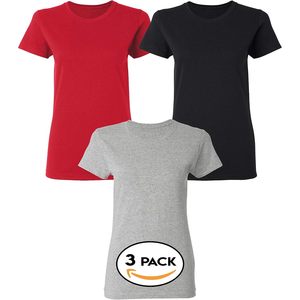 Camisetas Lisas Personalizadas para Mujer, Paquete de 3, Manga Corta, Cuello Redondo, Algodón Transpirable, para Damas - Product Image 1