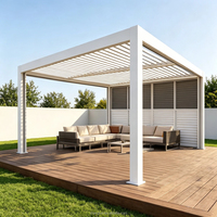 Pergola bioclimatique motorisée rétractable en alliage d'aluminium, imperméable, pour jardin, balcon, terrasse, avec structure thermolaquée