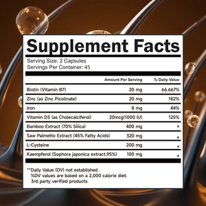 Cápsulas de biotina natural para el cabello para adultos, botella de 60 unidades para energía diaria, bienestar holístico, producto antioxidante de belleza - Product Image 3