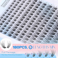 Kit d'extension de cils DIY fait main, longueurs mixtes 8mm-16mm, 14 rangées de bouquets de cils individuels, cils véganes effet plume frais