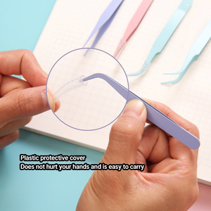 Nhíp lông mi màu hồng Bột tráng bạc tip với bạc long lanh mở rộng lông mi nhíp Sticker Clip văn phòng phẩm công cụ - Product Image 6