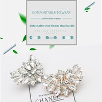 Décoration supérieure pour chaussures de mariée transfrontalières, fleur de chaussure en cristal amovible à talon haut, boucle en alliage de zinc, sabot monocouche
