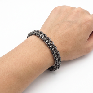 Bracelet chaîne double <span class=keywords><strong>gourmette</strong></span> ZG en acier inoxydable, étanche, PVD noir, vintage, pour <span class=keywords><strong>homme</strong></span> - Product Image 2