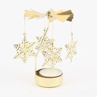 Cadeau romantique pour fille, décoration de Noël et de la Saint-Valentin, porte-bougies LED rotatifs en métal pour la maison