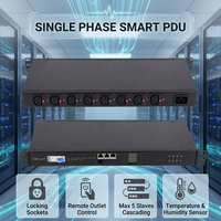 PDU Conmutada Monofásica de 1U y 8 Salidas para Centro de Datos, Fácil de Instalar, con Control Remoto, Bloqueo, IPv4, RS485 y Sensor de Temperatura y Humedad