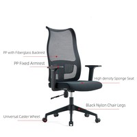 Vente en gros chaise pivotante chaise de bureau avec soutien lombaire maille ergonomique avec accoudoir