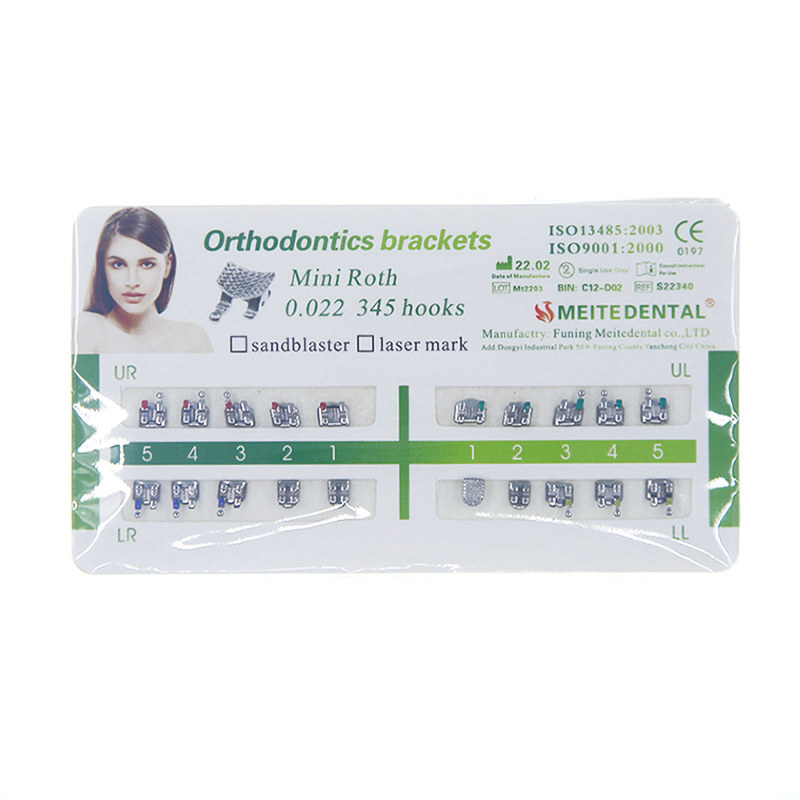 5 Sets De Brackets Métal Orthodontie MIM - Mini Roth 022 345 Avec Crochets, Neufs
