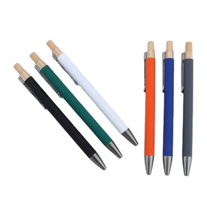 Environmental Friendly High-End Aluminum Metal Rod Ballpoint With Bamboo Wood Cap for Logo Advertising Gift <b>Pen</b> - Product Image 4