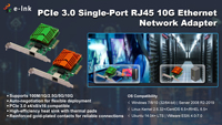 Adaptateur réseau Ethernet PCIe X4 à port unique RJ45 10G
