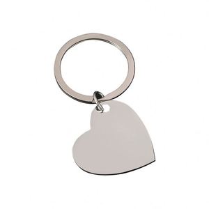 Custom Engravable Stainless Steel Slanted Heart Keychain - UV Laser Print Blank Metal Key <b>Ring</b> for Festival Gifts - Product Image 1