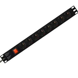 19'' French Type 16A 1U 8 Way Outlet PDU Rack Mount Power Distribution Unit with Master Switch