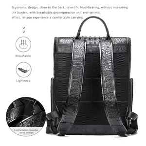 Marrant 7331 Crocodile Pattern Leather Backpack Large Capacity Travel Backpack Genuine Leather Laptop Backpack Bag For Men