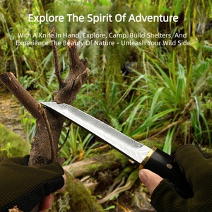 มีดล่าสัตว์ใบตายเหล็กดามัสกัส ด้ามไม้จันทน์ดำ สแตนเลส DIY งานไม้ EDC OEM - Product Image 4