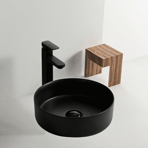 Lavabo de Cerámica Negro Mate para Colocar Sobre Encimera, Lavabo Moderno para Baño, para Casa u Hotel - Product Image 3