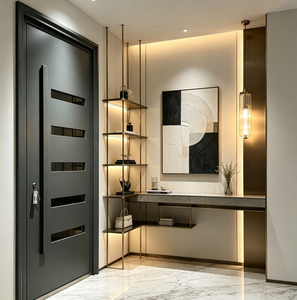 Porte d'<span class=keywords><strong>Ingresso</strong></span> Moderne con <span class=keywords><strong>Apertura</strong></span> a Battente, Porte di Sicurezza Esterne Pivotanti in Lega di Alluminio per Case - Product Image 4