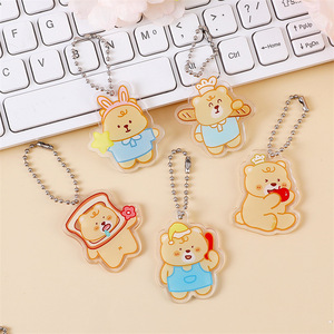 Phim Hoạt Hình Kem Vàng Gấu Acrylic Mặt Dây Chuyền Dễ Thương Móc Chìa Khóa Bead Cho Treo Trên Trường Túi Sinh Thái Thân Thiện Với Đồ Trang Sức Bằng Nhựa - Product Image 3