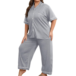 Ensemble de pyjama pour femmes grandes tailles, respirant, avec cordon de serrage, manches longues, chemise et pantalon, ensembles de détente doux, bas de pyjama avec poches - Product Image 2