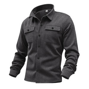 Veste à revers doublée de polaire pour hommes, coupe-vent épaisse, couleur unie, coupe cintrée, vêtements d'extérieur décontractés pour les loisirs, printemps-automne - Product Image 3