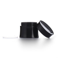 Pot cosmétique noir brillant à double paroi en plastique, vide, avec courbure à la taille, pour crème et produits visage