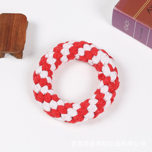 Juguetes de cuerda de algodón con forma de donut, juguete duradero para masticar para perros - Product Image 3