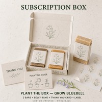 Caja de suscripción de jabón de papel sembrable con banda decorativa y tarjeta de agradecimiento, sorpresa mensual personalizada, impresión a medida, venta al por mayor