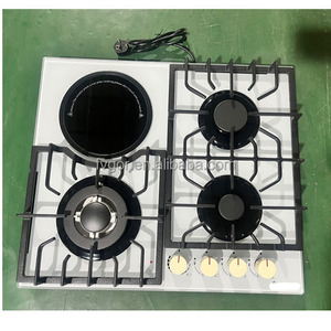 <span class=keywords><strong>Cuisinière</strong></span> à gaz en verre de couleur blanche 4 brûleurs en verre plaque de cuisson à gaz intégrée - Product Image 1