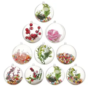 Christmas Tree Ornaments Spheres, Decoration 10cm Diy Custom Logo Plastic Transparent Christmas Ball/