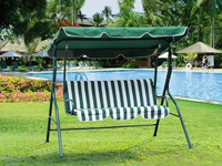 Balançoire de jardin 3 places de luxe moderne pour adultes, chaises d'extérieur, patio, plage, hamac en métal, chaise balançoire avec auvent
