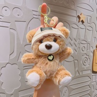 Porte-clés personnalisé en peluche ours en laine mignon de dessin animé pour décoration de sac à dos