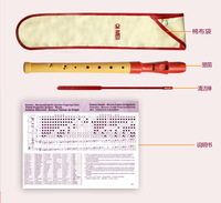 Red Head Design Qimei 8 Holes Wooden Recorder Student Performance Wood Flute Beginner Wind Instrument
